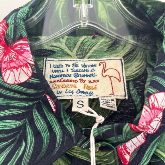 NWT Free People x Sandrine Rose Tropical Print Button-Down Shirt Women’s Small - Picture 6 of 8